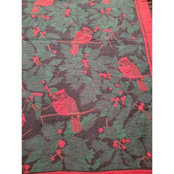 Bob Timberlake Holiday Red Cardinal Tapestry Throw Blanket 48x65 Vtg USA Navy - Picture 3 of 7